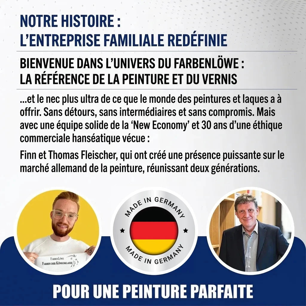 Farbenlöwe : Entreprise familiale allemande de peinture haut de gamme, 'Made in Germany', avec Finn et Thomas Fleischer.
