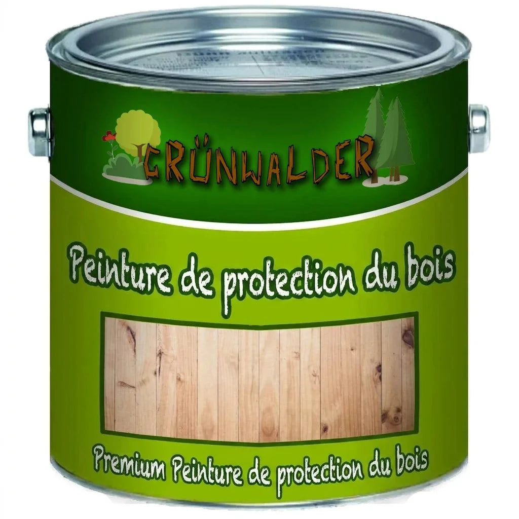 Pot de peinture de protection bois "Grünwalder", couleur bois naturel. Peinture de qualité supérieure.