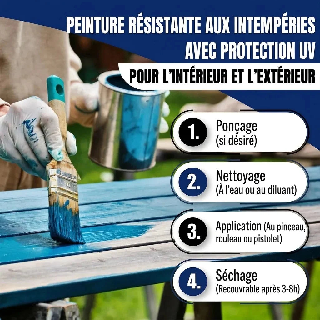 Peinture de protection du bois PU Peinture résistante aux intempéries kit tout-en-un (X500), accessoires XXL inclus - Hamburger Lack-Profi