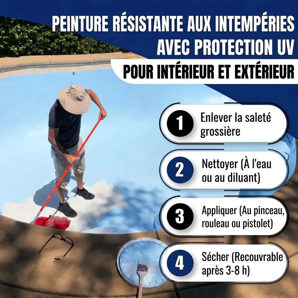 Peinture pour piscine kit tout-en-un (X500), accessoires XXL inclus - Hamburger Lack-Profi