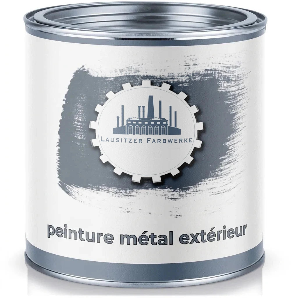 Pot de peinture de protection métallique de la marque Lausitzer Farbwerke, avec un logo d'usine.