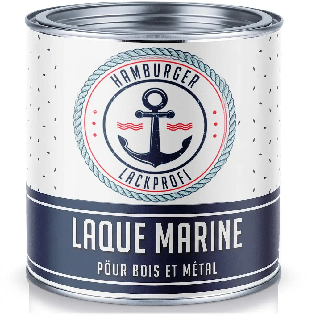 Pot de vernis 'Bootslack' Hamburger Lackprofi pour bois et métal, un produit marin pour bateaux.