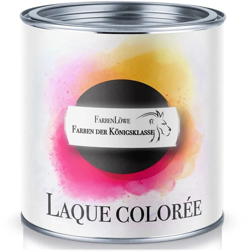 Pot de peinture FarbenLöwe Buntlack, avec l'inscription "Farben DER KÖNIGSKLASSE".