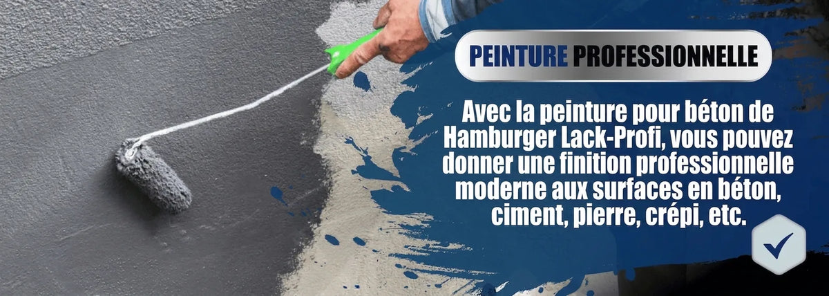 Peinture pro béton, ciment, pierre, enduit. Hamburger Lack-Profi pour une application au rouleau.