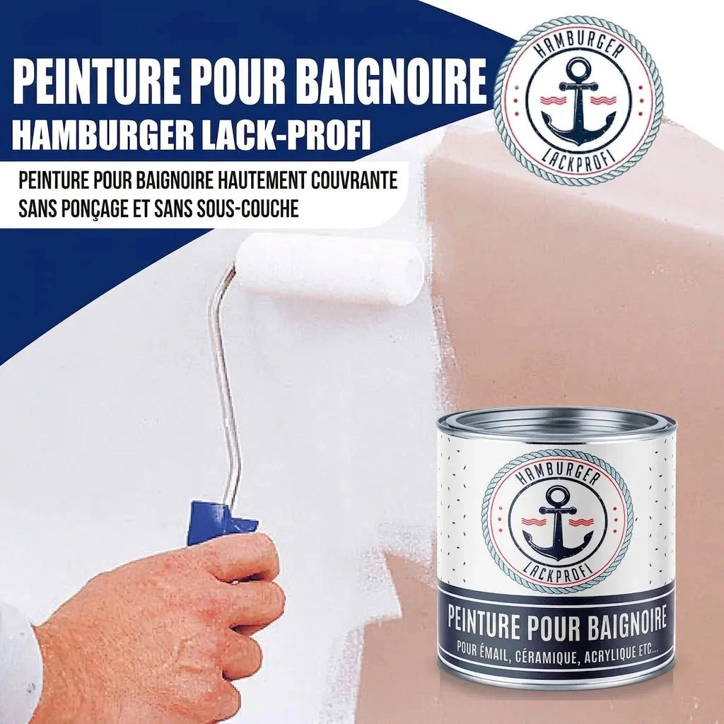 Peinture pour baignoire 2K kit tout-en-un (X500), accessoires XXL inclus - Hamburger Lack-Profi