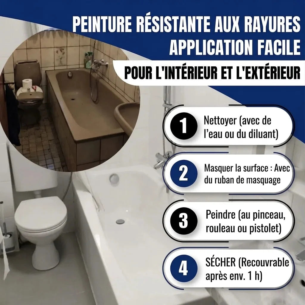 Peinture pour baignoire 2K kit tout-en-un (X500), accessoires XXL inclus - Hamburger Lack-Profi