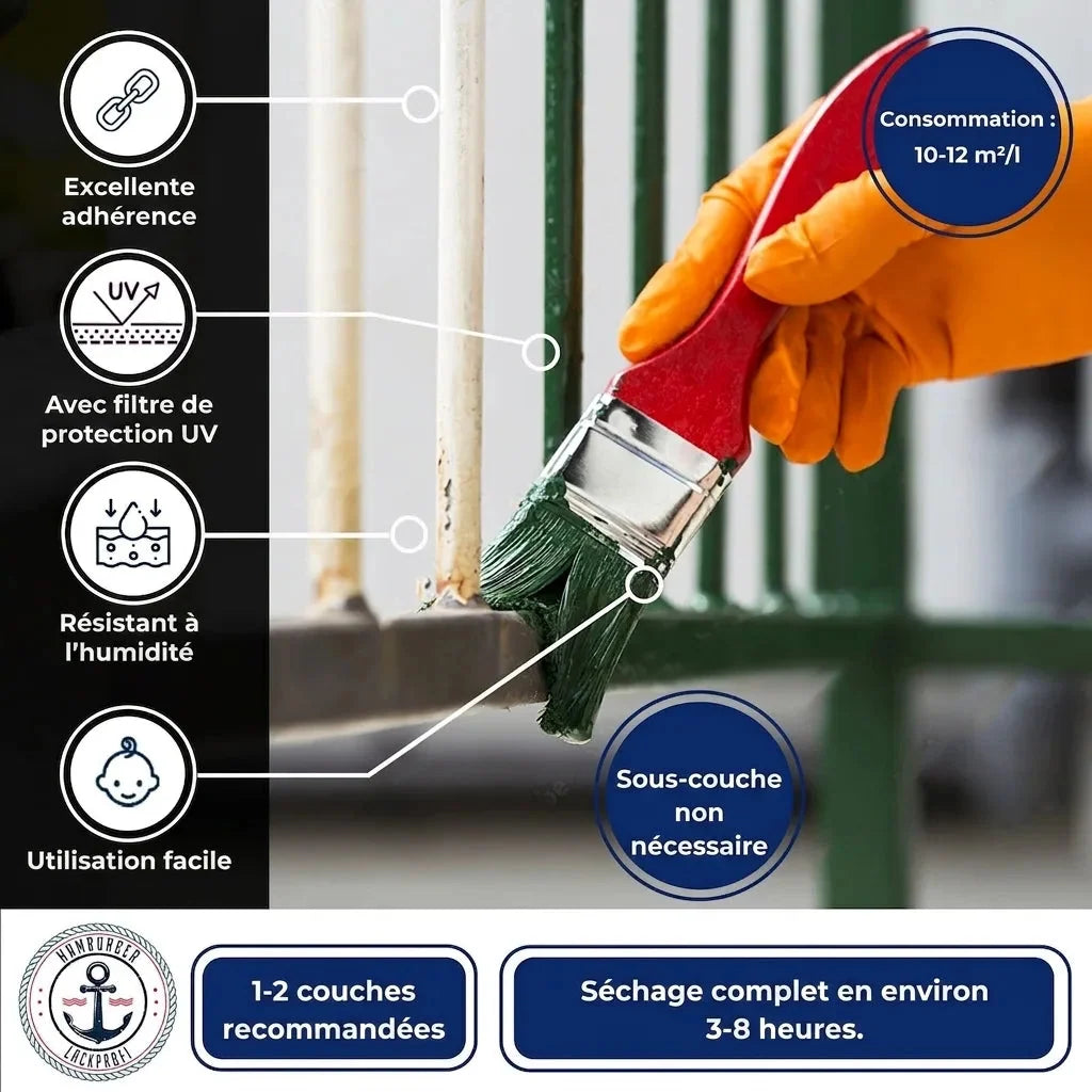Laque de protection métal kit tout-en-un (X500), accessoires XXL inclus - Hamburger Lack-Profi