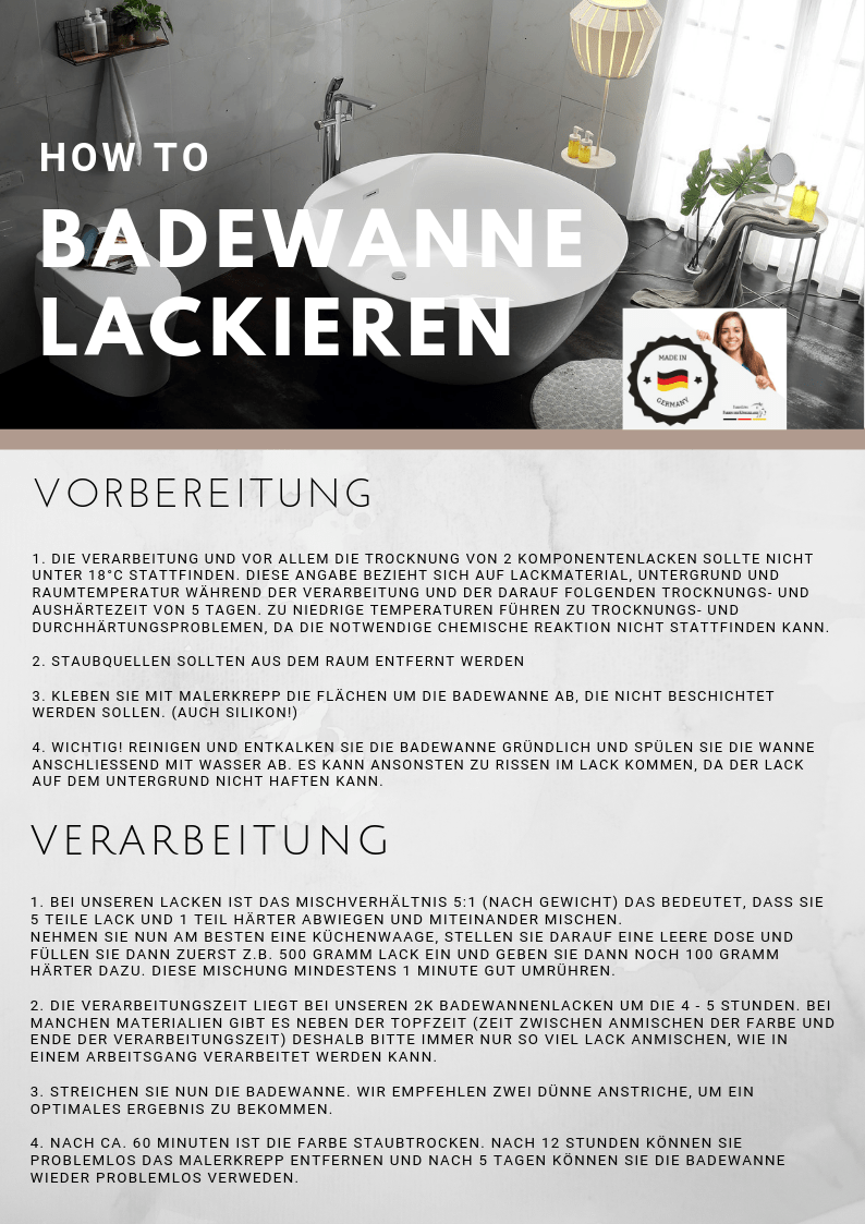 FARBENLÖWE Grünwalder Badewannenlack - 2-Komponenten Lack